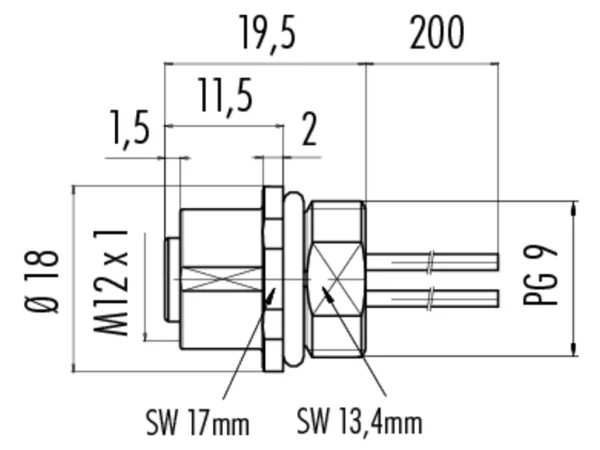 Female panel mount connector