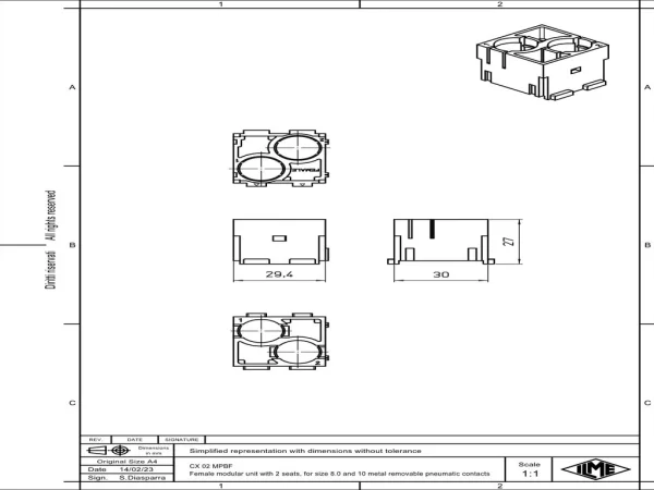 female insert, MIXO, 2MU, 2p,  pneumatic
