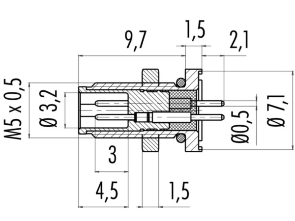 Male panel mount connector