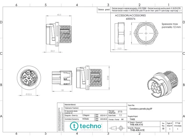 Plug connector panel-mounted M28