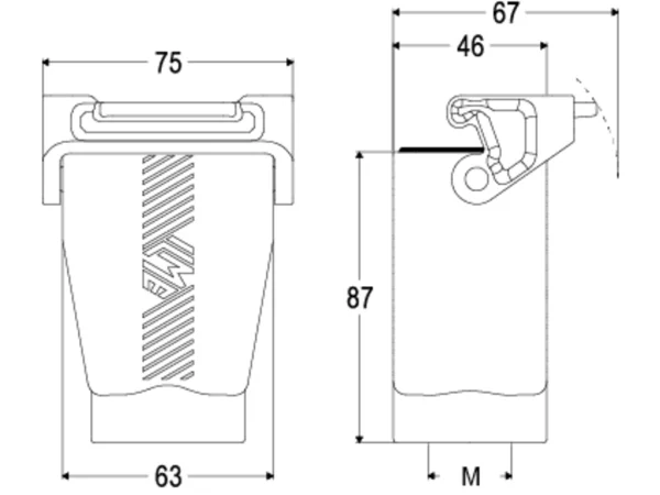 hood, high, size 44.27, T-TYPE /C plastic, 1 lever, 1xM32 top, PE-jumper