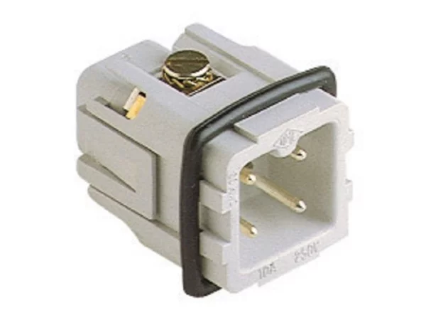 male insert, size 21.21, 3p+PE, gold, screw, 10A, 230/400V