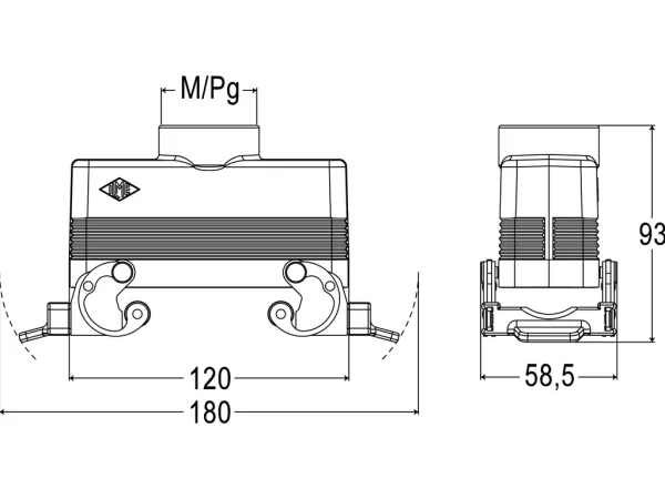 hood, size 104.27, C-TYPE alu, 2 levers, 1xM25 top