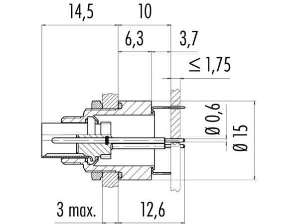 Male panel mount connector