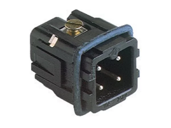 male insert, size 21.21, 3p+PE, silver, screw, 10A, 230/400V, black