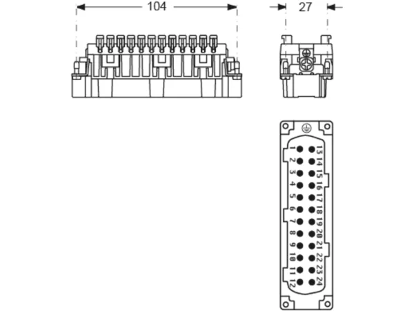 male insert, size 104.27, 24p+PE, SQUICH, 16A, 500V