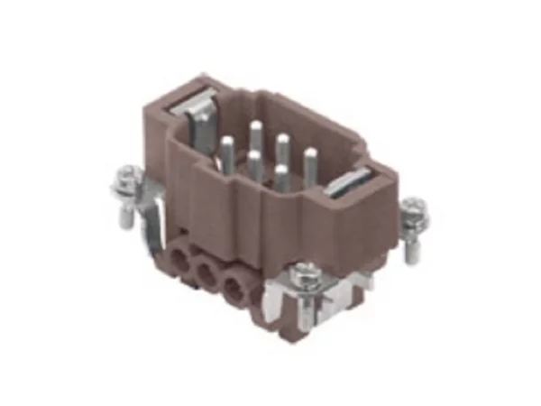 male insert, size 44.27, 6p+PE, silver, screw, 16A, 500V, 180°C