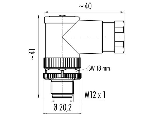Male angled connector