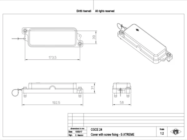 protection cover, size 104.27, IP68 E-Xtreme, screw locking