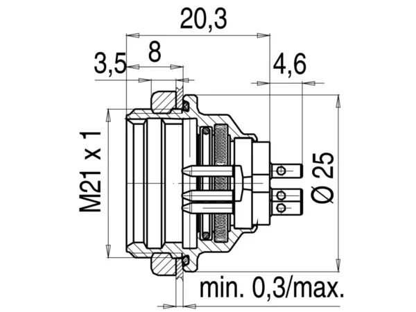 Male panel mount connector