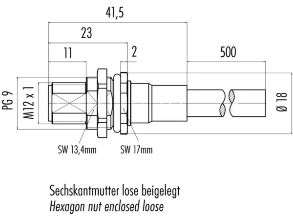 Male panel mount connector