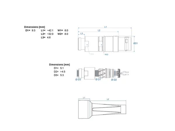 Straight cable plug with back nut for Bend Relief