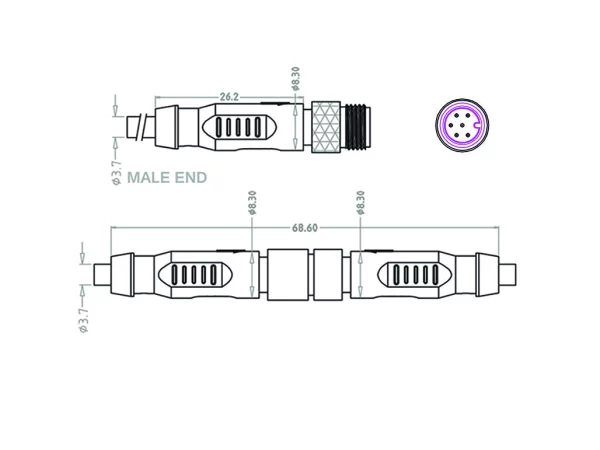 Mini C Male cable connector