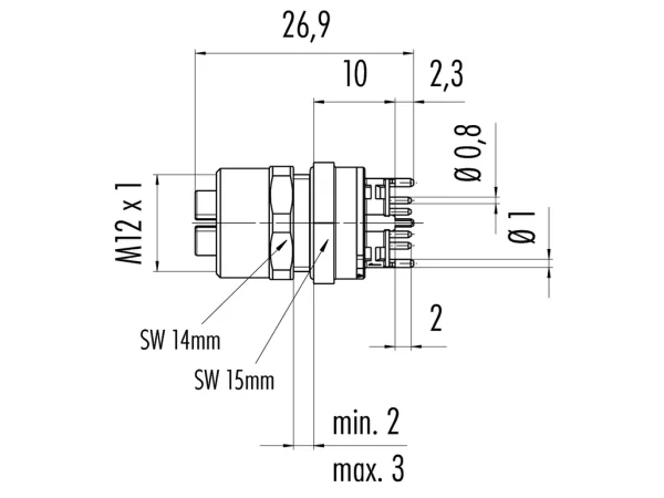 Female panel mount connector