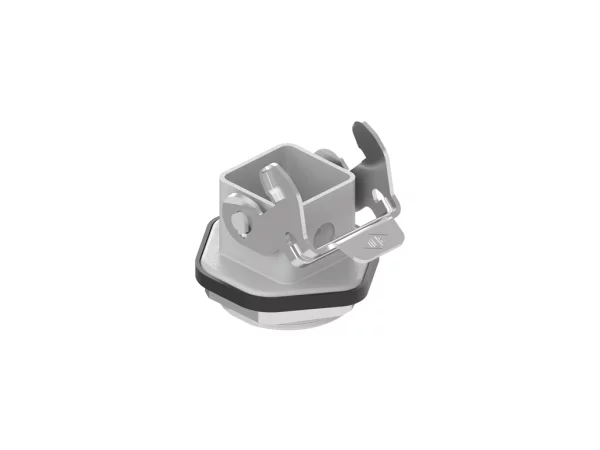 bulkhead mounting housing, size 21.21, CKA zinc, 1 rigid lever stainless steel, 1xM32 external, profiled gasket