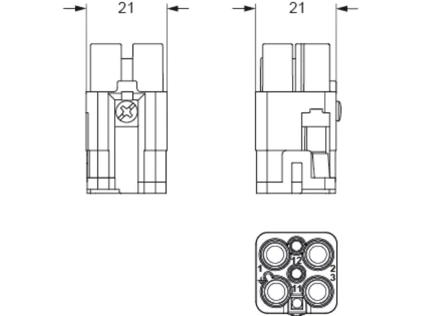 female insert, size 21.21, 3+2p+PE, crimp, 40+10A, 400+250V