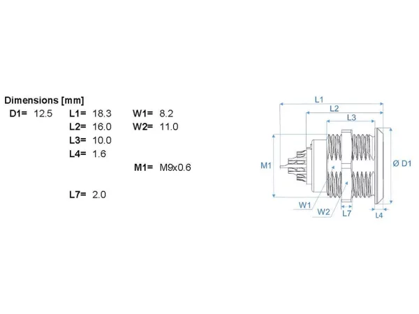 Standard wall mounted socket - front mounting