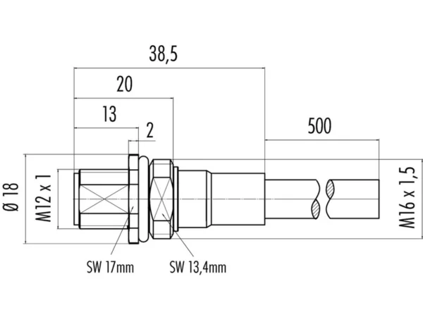 Male panel mount connector