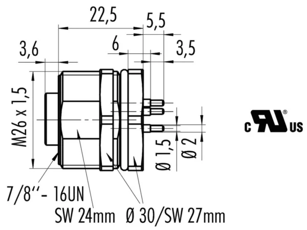 Female panel mount connector