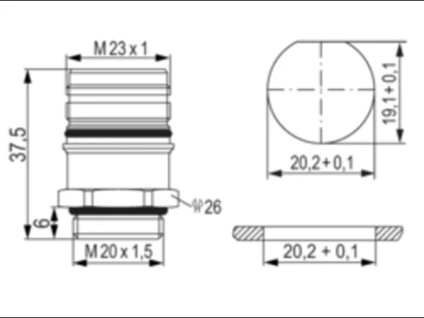 Panel Connector, Male Thread