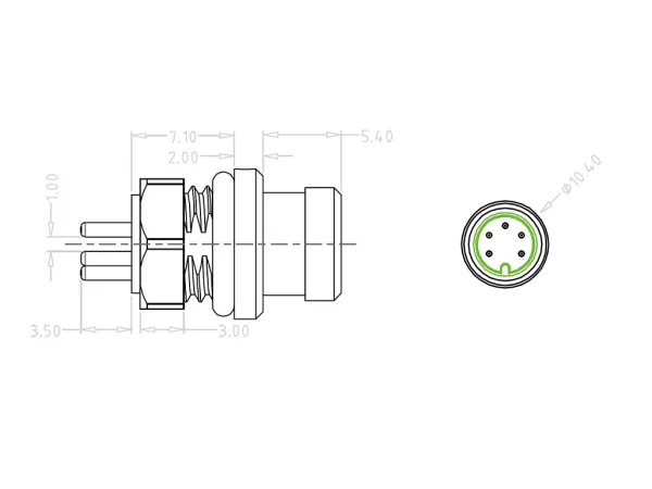 Mini B Male panel mount connector