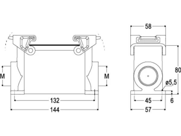surface mounting housing, high, size 104.27, T-TYPE H plastic, 2 levers, 1xM32 side, PE-jumper