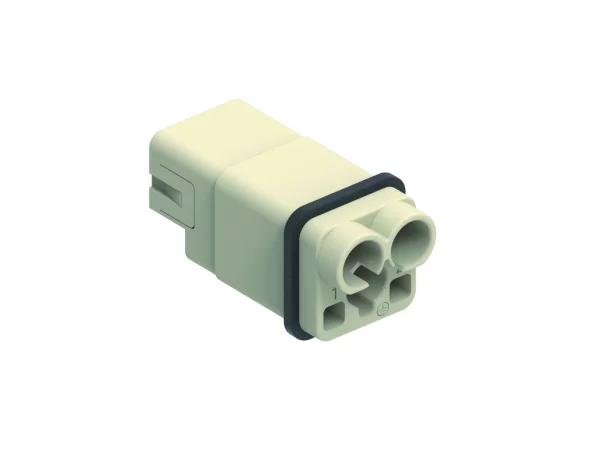 male insert, size 21.21, 2p+PE, crimp., 40A, 400V