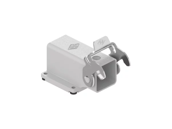 bulkhead mounting housing, angled, size 21.21, CKA zinc, 1 rigid lever stainless steel, large cable gland