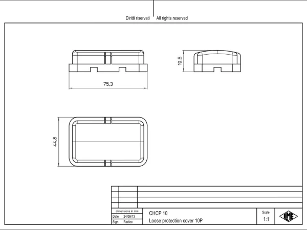 protection cover, size 57.27, plastic, for hood and housing