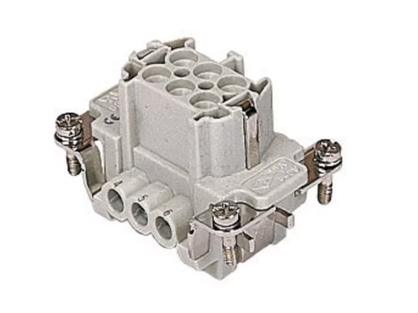 female insert, size 44.27, 6p+PE, silver, screw, 16A, 500V
