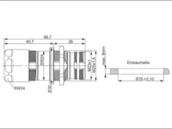 Twilock, Panel Connector, Male Thread, with Strain Relief