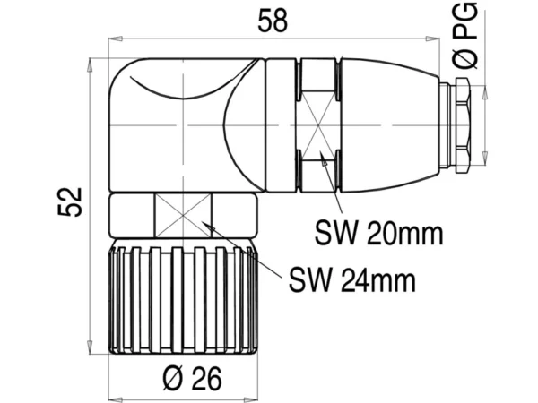 Male angled connector