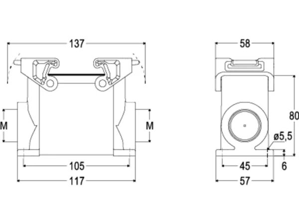surface mounting housing, high, size 77.27, T-TYPE H plastic, 2 levers, 1xM32 side, PE-jumper