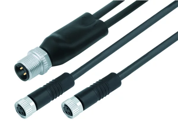 Duo male connector M12x1 - 2 female cable connectors M8x1
