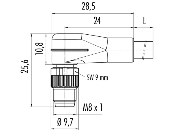 Male angled connector