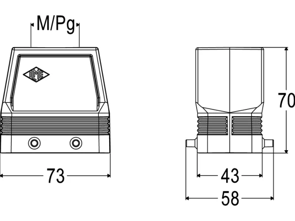 hood, high, size 57.27, C-TYPE alu, 4 pegs, 2xM20 top, no adaptor
