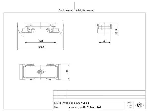 protection cover, size 104.27, W-type alu, 2 levers, gasket, loop