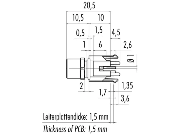Female panel mount connector