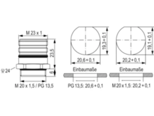 Panel Connector, Male Thread