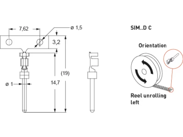 male contact, 0,08-0,21mm², stampt, crimp, 5A, for 50 cycle of connector, on coil