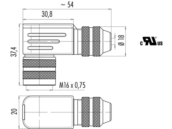Female angled connector