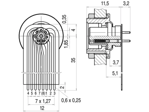 Female panel mount connector
