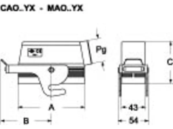 hood, high, size 77.27, alu, central lever, 1xM40 side