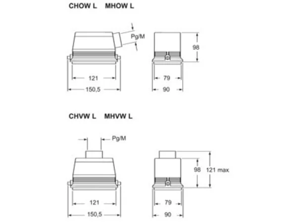 hood, size 104.62, W-TYPE alu, 2 pegs, 1xM40 top