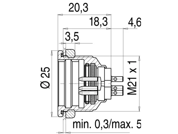 Male panel mount connector