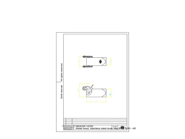hood, size 21.21, W-TYPE alu, 1 lever stainless steel, 1xM20 top