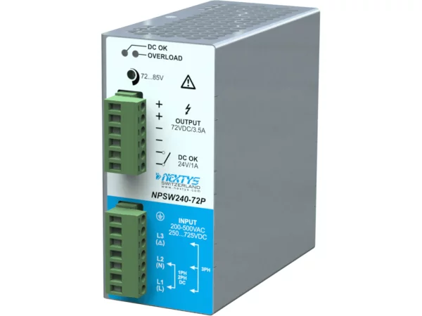 Power Supply 1/2/3Ph,240W, Wide Input Range Din-Rail AC/DC 72 Vdc 3,5 A