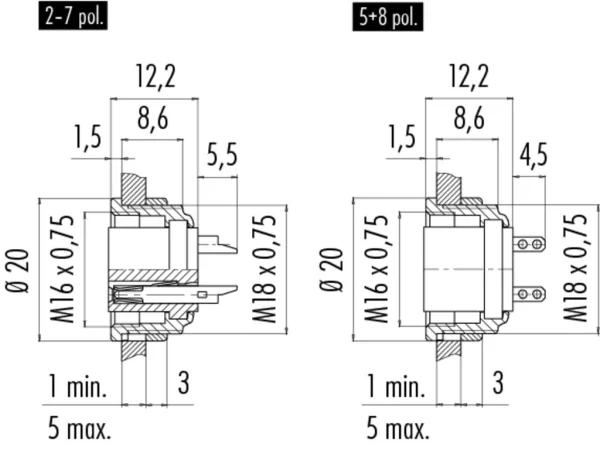 Female panel mount connector
