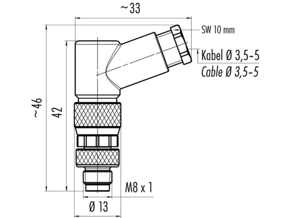 Male angled connector