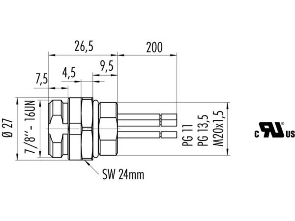 Male panel mount connector